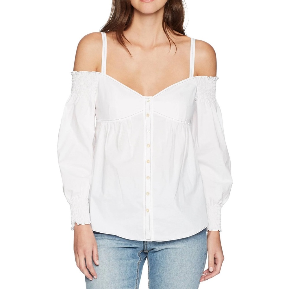 Rebecca taylor Off-Shoulder Poplin Button-Front Top